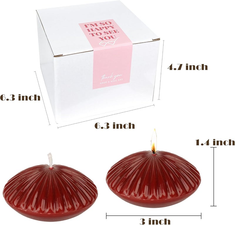 LPUSA 10 Hour Burgundy Floating Candles Large 3"，Unscented Romantic Tealight Ribbed Candles for Cylinder Vases，Centerpieces at Wedding, Party, Pool, Holidays, Set of 12 - Image 5